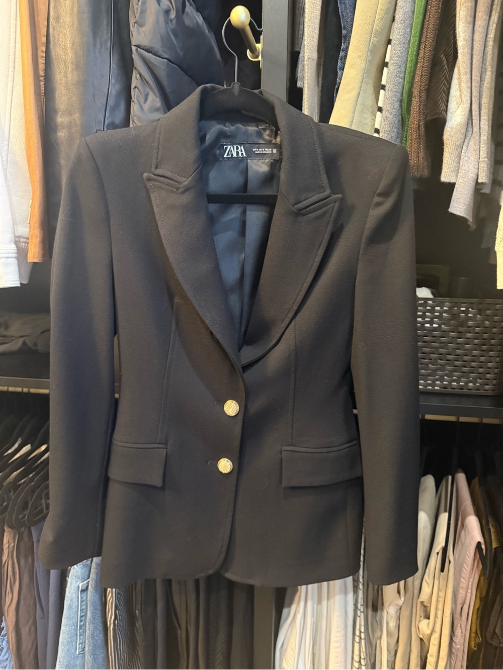 ZARA Black Tailored Blazer with Gold Buttons